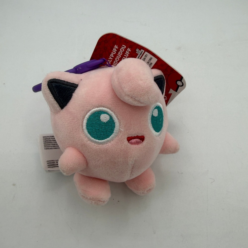 Pokemon Jigglypuff Plush Clip On Keychain Jazwares Pink Rondoudou Pummeluff NWT